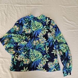 Lilly Pulitzer Floral Long Sleeve Silk Blouse